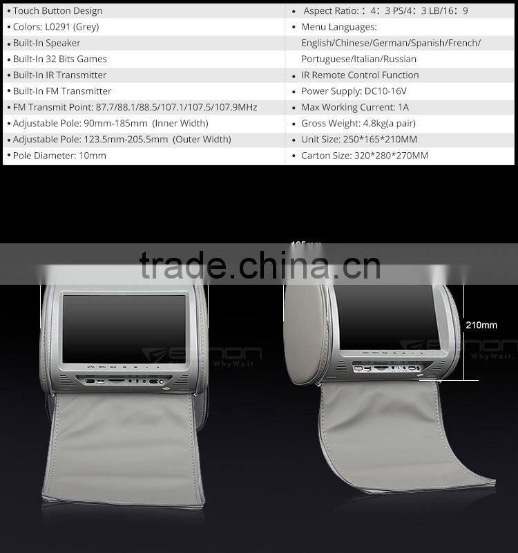 EONON L0291 9" HD Car Headrest Monitor with Built in DVD (Gray Color)