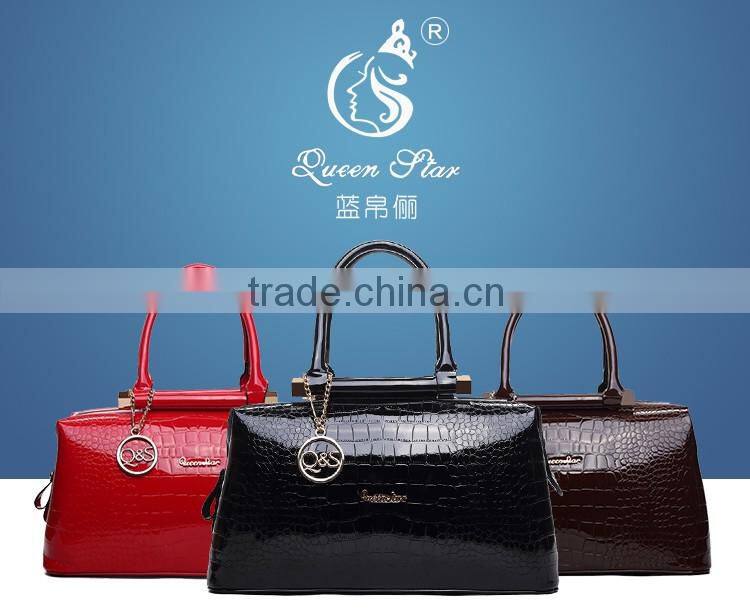 popular fashion pu leather lady handbag with zipper