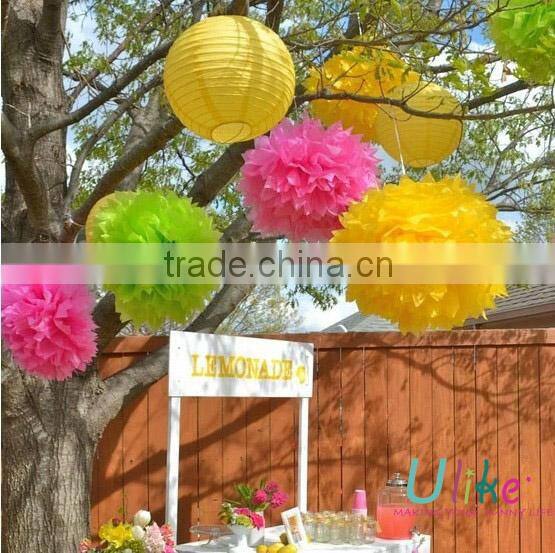 2014 popular tissue pom poms flower garland outside yard decoration for party decoration