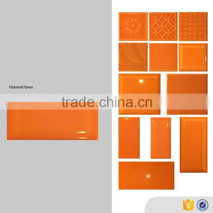 bevel edge 75x150 ceramic wall tile, brick look indoor tiles, glossy bathroom tile