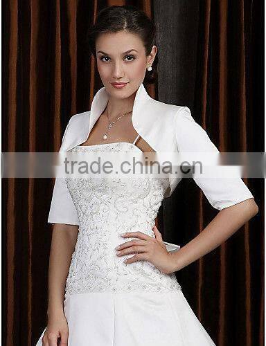 A-line Spaghetti Staps Embroidery Satin Wedding Dress With a Half-lengh Sleeves Jacket XYY-k20