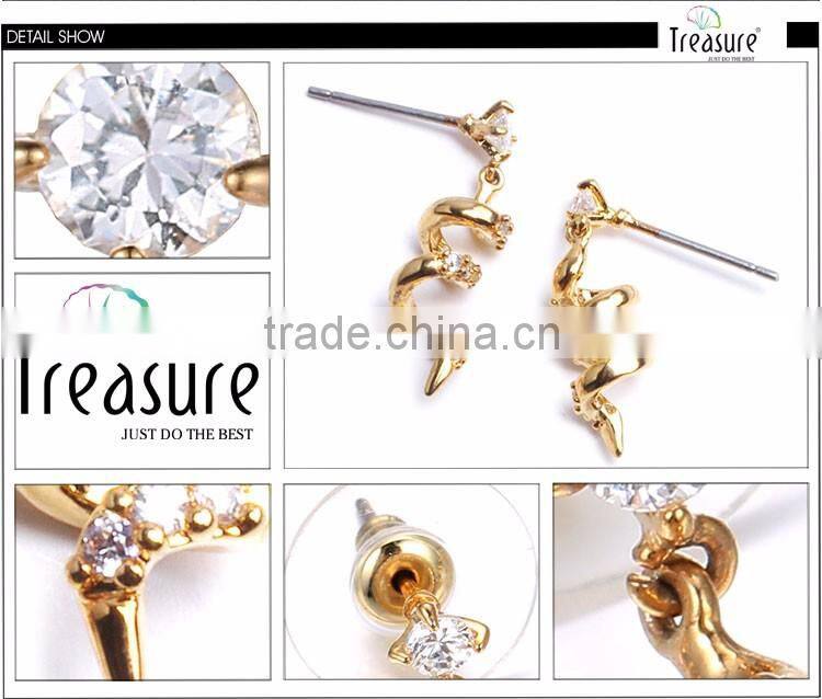 Fashion jewelry hot selling wholesale rhinestone spiral long drop earring