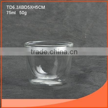 250ml double wall glass cup with high quality