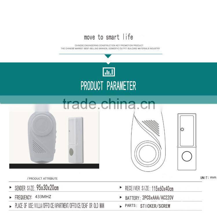 ROHS CE certification passed DC smart office cordless doorbell wireless