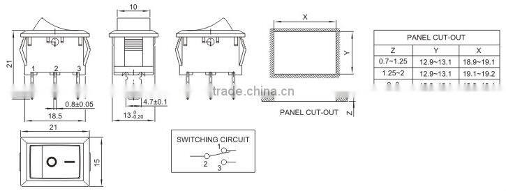 RS601-1020011BB ROCKER SWITCHES SERIES