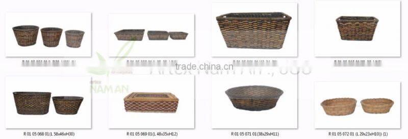 Colorful storage rattan Basket Set of 3 with Handle