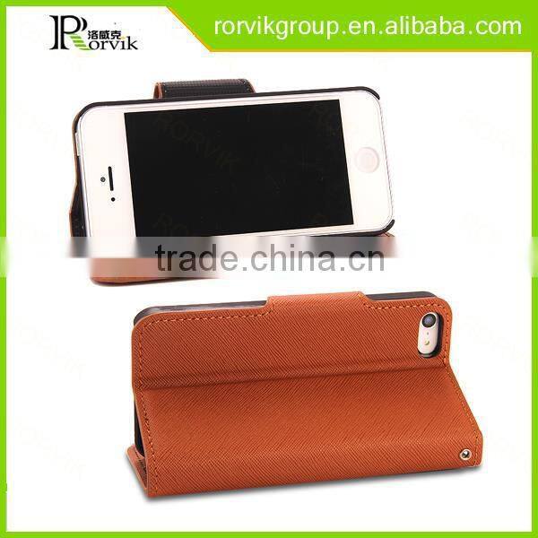 High Quality Flip Phone Protective Case Cross Pattern Cover Wallet Case for iphone 5 5S SE with Card Slot