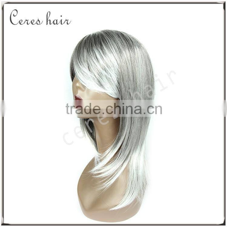 wholesale heat resistant hair wig ombre grey synthetic wig for women