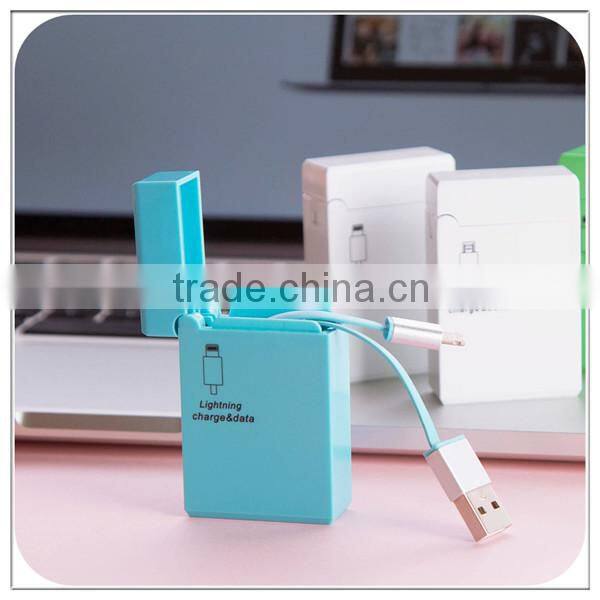 2016 new product colorful portable USB charge retractable hidden design lighter USB cable