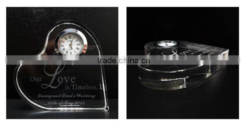 Custom Crystal Heart Clock Wedding Favors and Gifts for Guest
