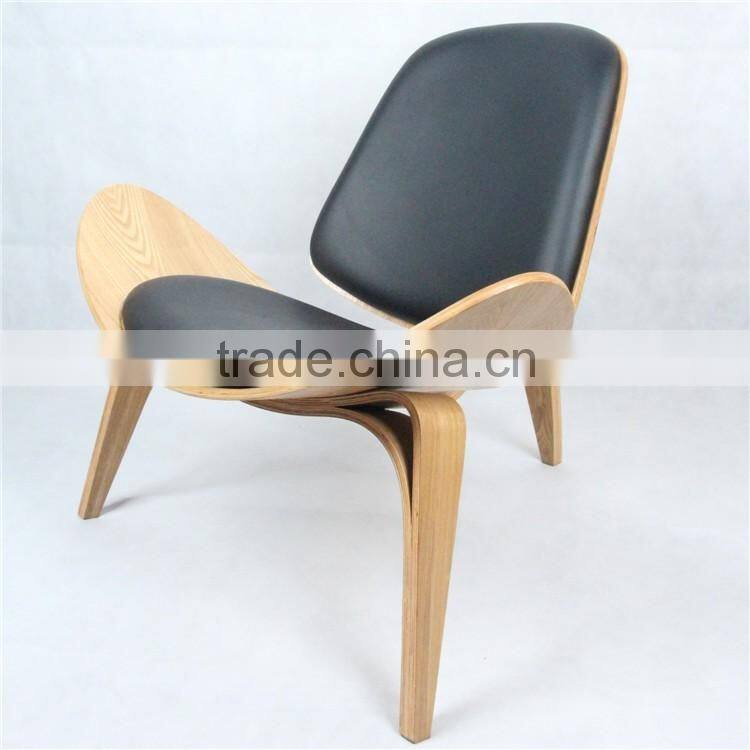 Royal Decor Furniture Plywood Lounge Shell Chair with Leather Cushion