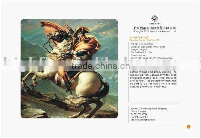 digital printing cotton canvas cotton Canvas-White Back digital glossy cotton canvas roll