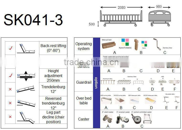 SK041-3 Economic Hospital Urinal Manual Bed