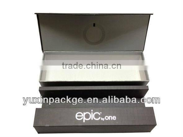 magnet packing box for hair straightener packing box with paper tray inside and silver hot stamping