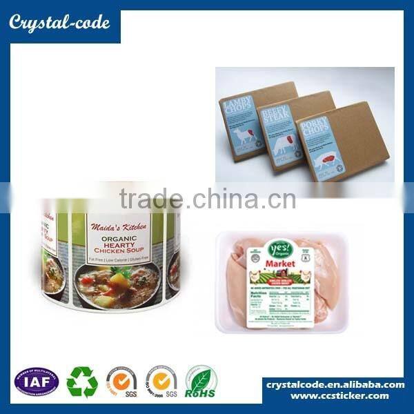 Glossy frozen food label food containers