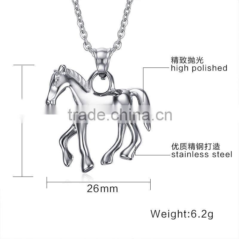 Fashion sturdy Chain Necklace Horse Pendants Necklace Accessories Animal Type Dress Jewelry For Men