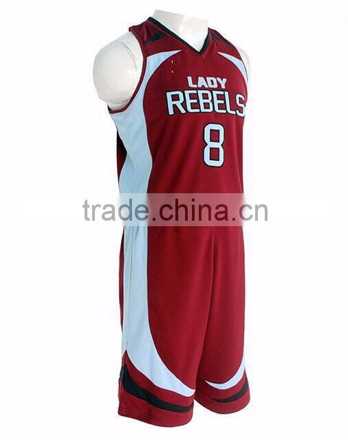 Daijun OEM maroon polyester basketball jersey design 2015/2016