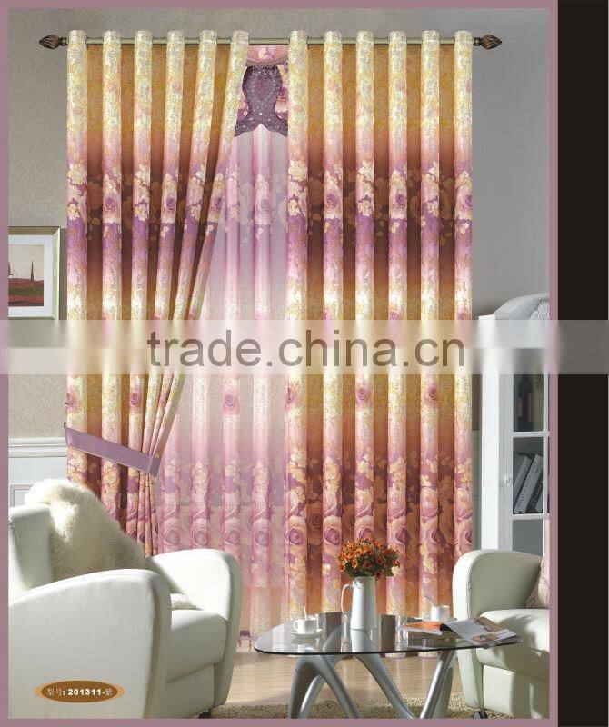New printed flower design curtain fabric material from China