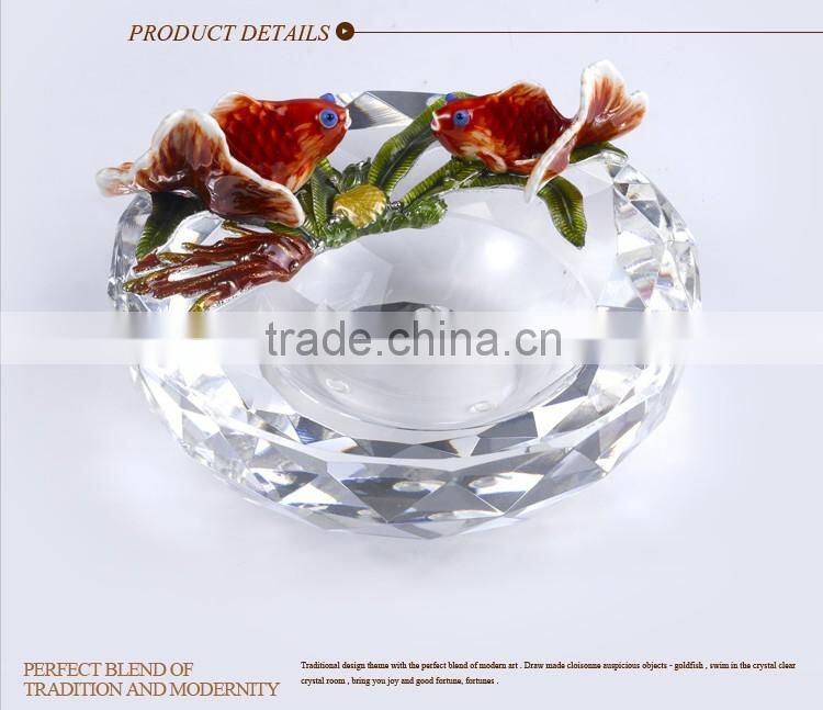 RORO Flourishing Luck craft home decorative crystal ashtray metal and pewter craft