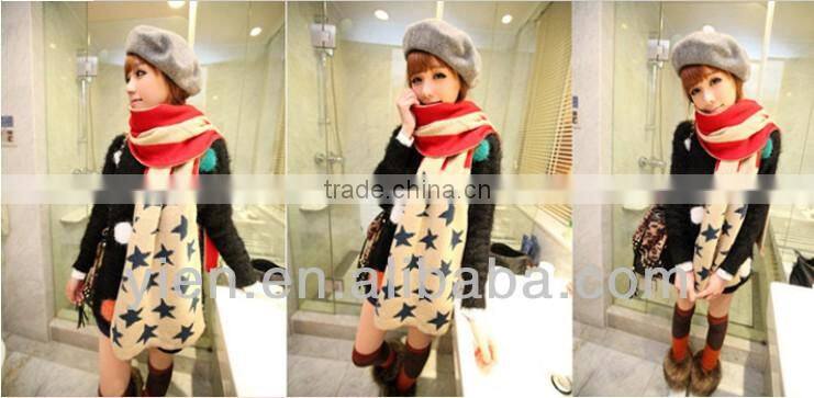 Flag Knitted Scarf , Autumn And Winter Flag Princess Scarf