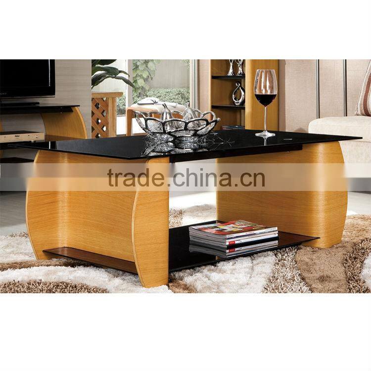 Modern style wooden glass center table