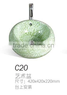 C20 Fashion above counter art basin in green color for bathroom