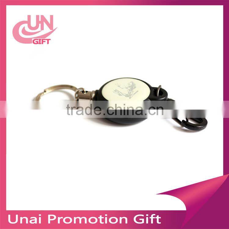 Creative metal retractable reel keychains with wire rope anti-lost
