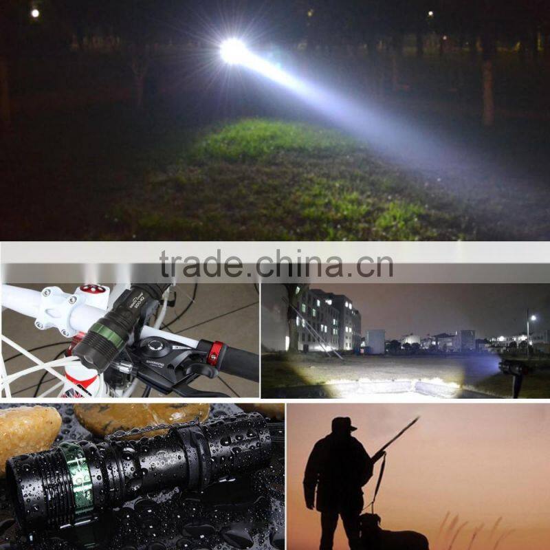 Sidiou Group Super Bright T6 LED Flashlight torch 900 Lumens 7W Zoomable Torch Set With USB Rechargeable Bicycle Taillight