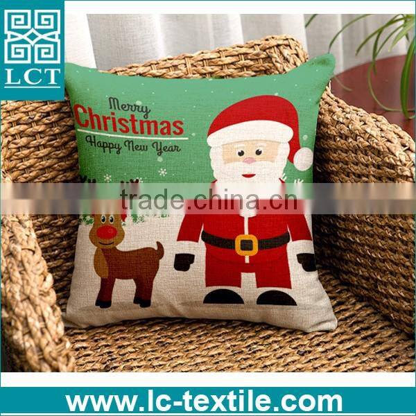 eco friendly jute cotton burlap bamboo cushion for xmas LCTP0190