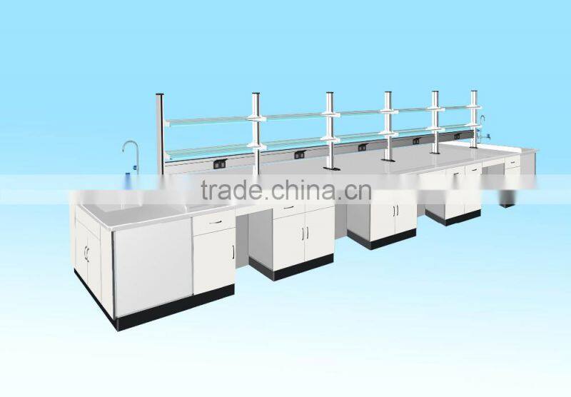 Corrosive Resistant Lab Wooden Island Bench With Knee Space & Wooden Tool Cabinets in Lab Furniture