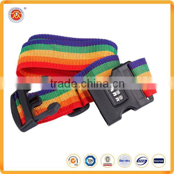 Cheap price Custom logo printed Luggage straps polyester Luggage belts with TSA lock