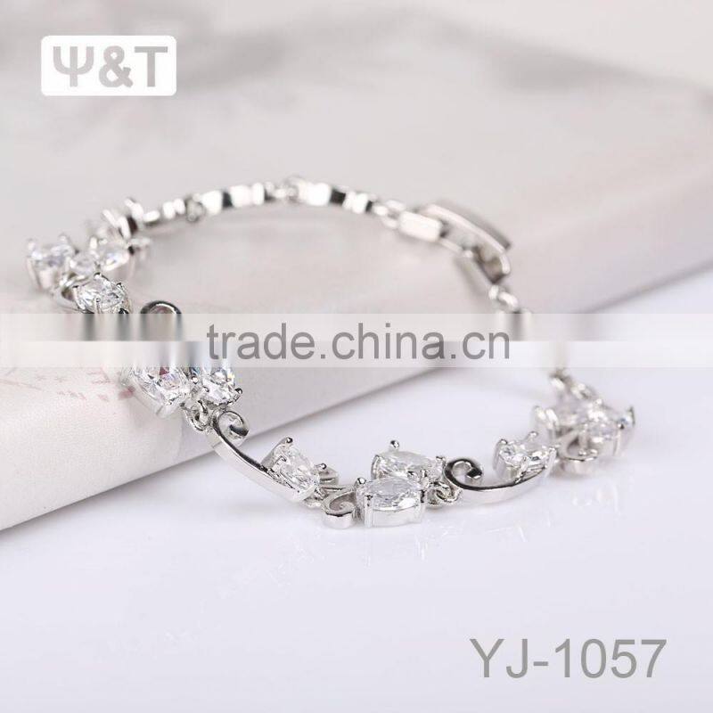 Factory price fashion custom lettering 925 sterling silver jewerly rhinestone crystal bangles bracelets