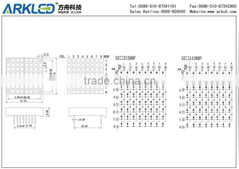 square dot black surface 8*8 dot matrix led display with blue color for elevator