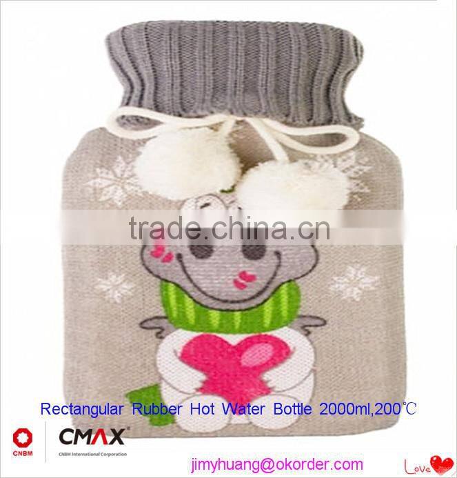 Hot Water Bottle Animal Plush Cover 2000ml Natural Rubber Medical Houseware /JH