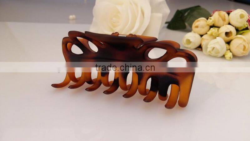 Brown plastic jaw clip tortoise shell acrylic hair clamp 9 cm