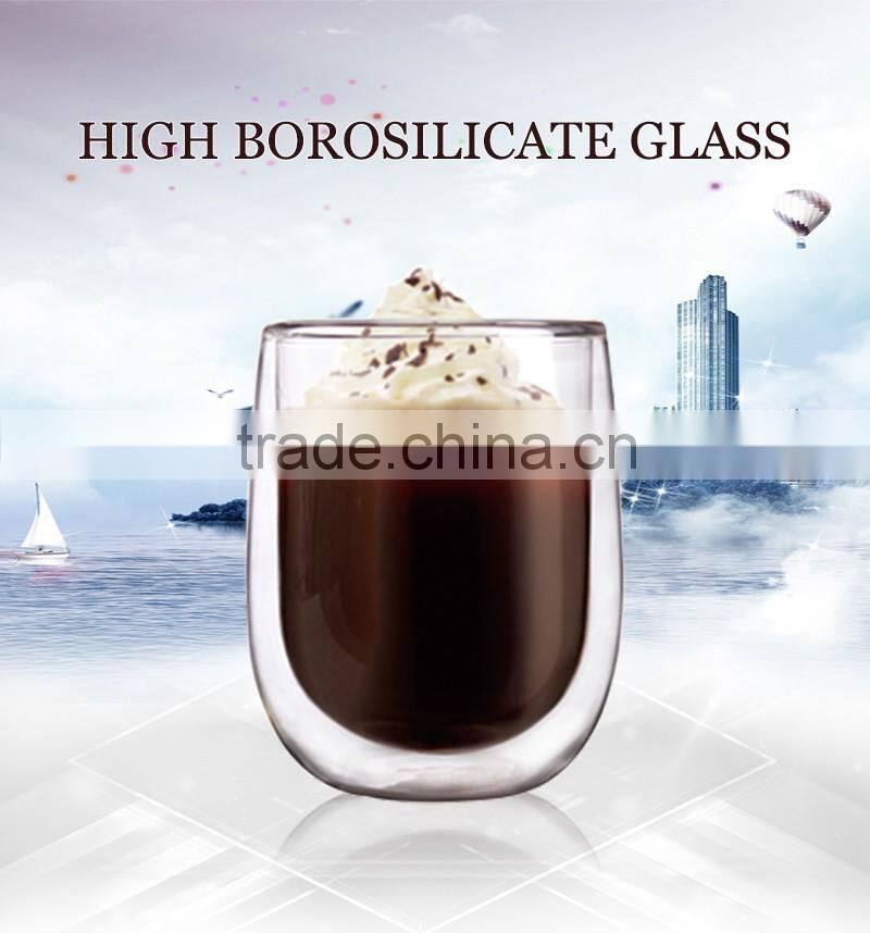 Double walled clear coffee cups without handle