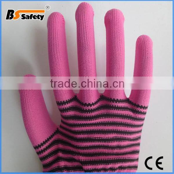 BSSAFETY 13 Gauge knitted zebra polyester nylon garden work glove