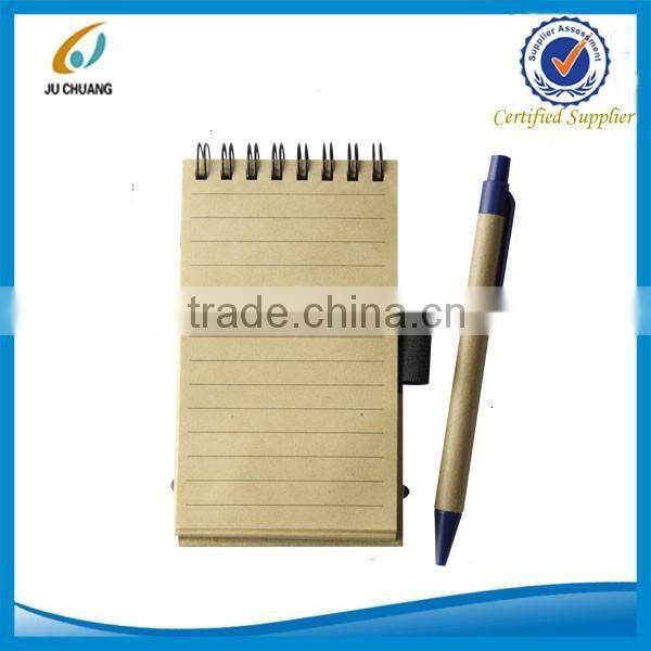Kraft paper bulk spiral notebooks with pen and elastic band