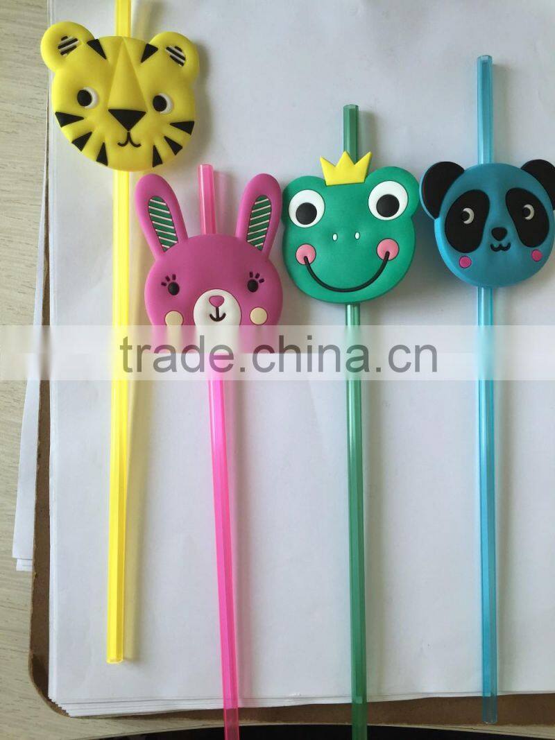 2016 new cute drinking straw with customized carton figures for party or promotion