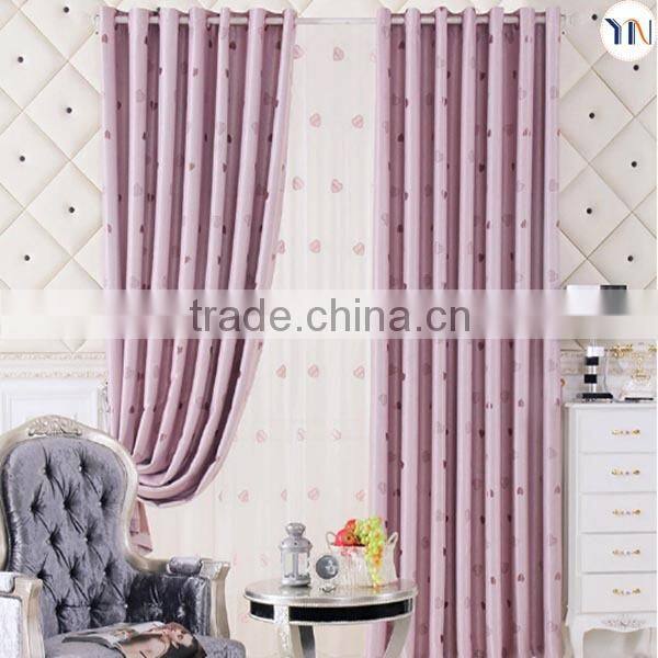 Sweet pink curtain for girls, Sweet love jacquard blackout fabric for wedding decoration flame retardant