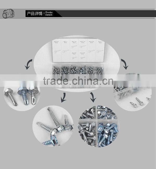 TC 200pc BV Certification Hardware Hex Head Self Drilling Screw Assortment