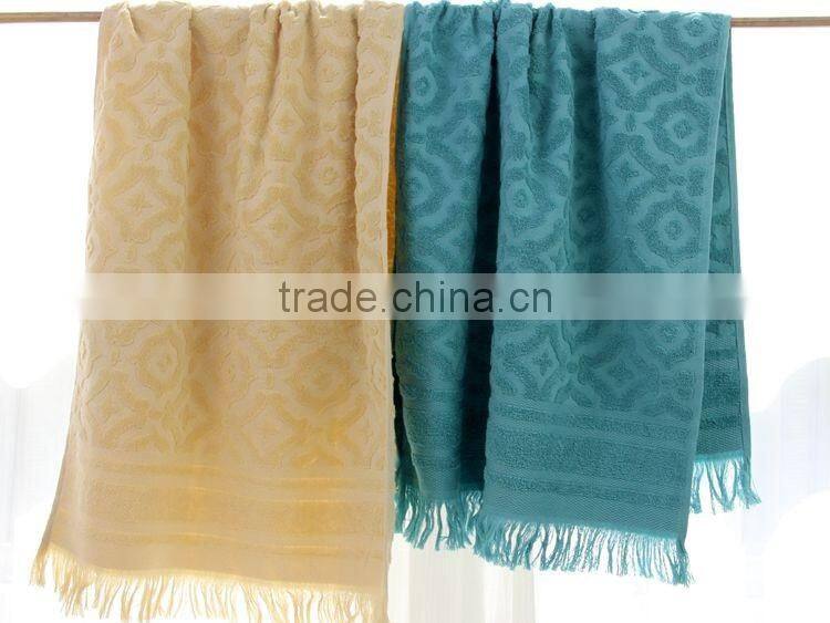 China factory 100% cotton new design bath towel with tassels