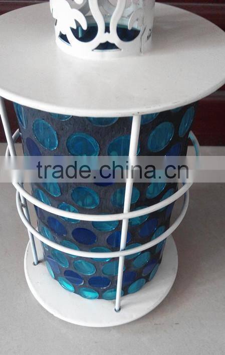 White Glass mosaic lantern ,Hanging Candle lantern,ZIbo,Shandong