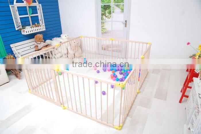 New Model 6 Panel Side Foldable wooden baby playpen