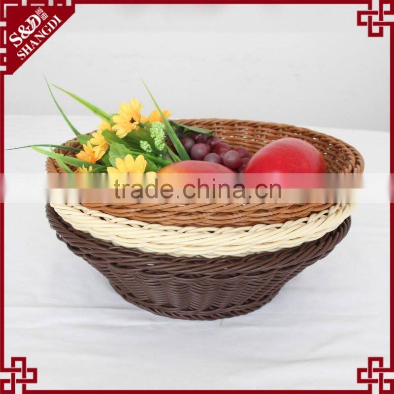 Multi-functional housewares round shape white plastic rattan bread basket