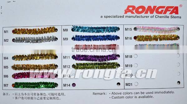 High density various colors tinsel chenille stems