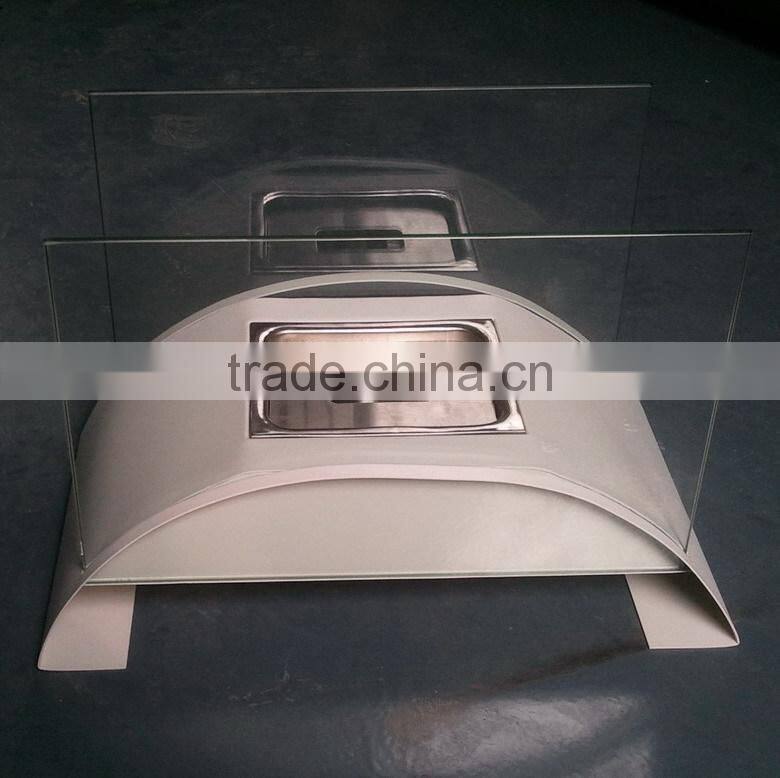 decorative iron sheet metal bio fuel fireplace with crushed glass and box burner