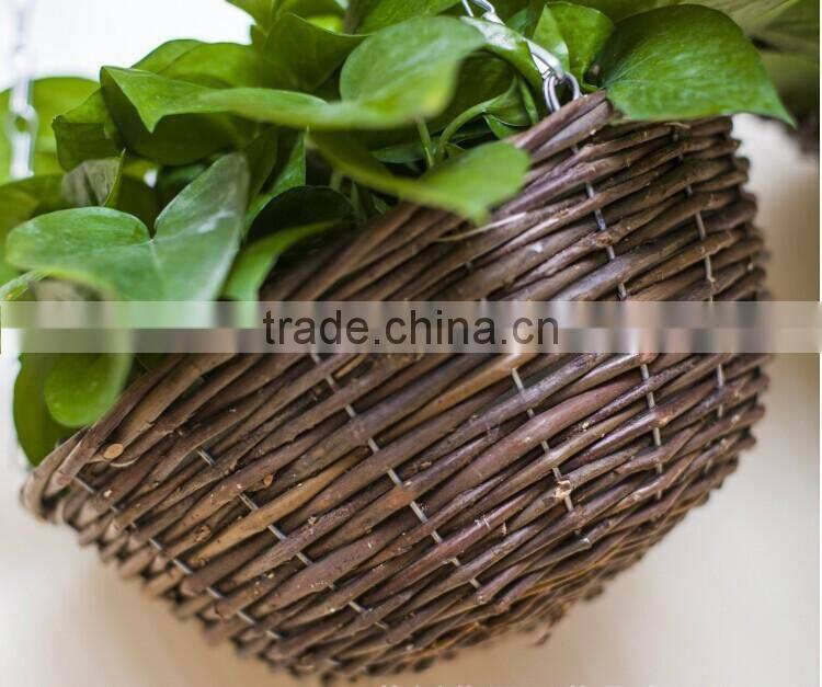 100%Handmade wicker wall hanging plant basket wicker flower hanging basket