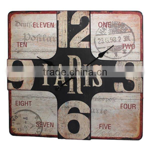 Decorative Square Wooden Wall Clock MDF Wall Clock