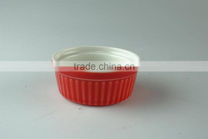Pure white ceramic porcelain type bakeware type ramekin,ice cream serving bowl